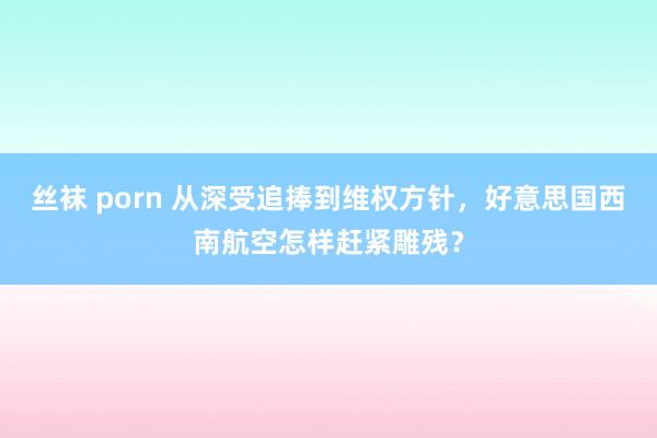 丝袜 porn 从深受追捧到维权方针，好意思国西南航空怎样赶紧雕残？